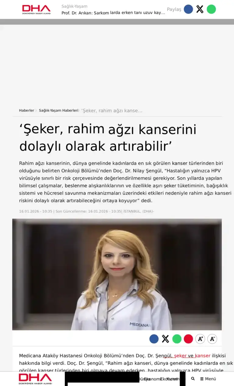 Şeker, rahim ağzı kanserini dolaylı olarak artırabilir